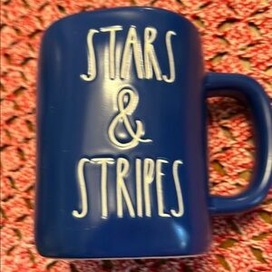 Rae Dunn “Blue Stars & Stripes” text Mug
